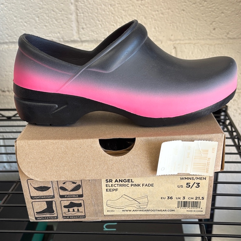 Angel Women's Black and Pink Fade Clogs-Nursing Shoes
